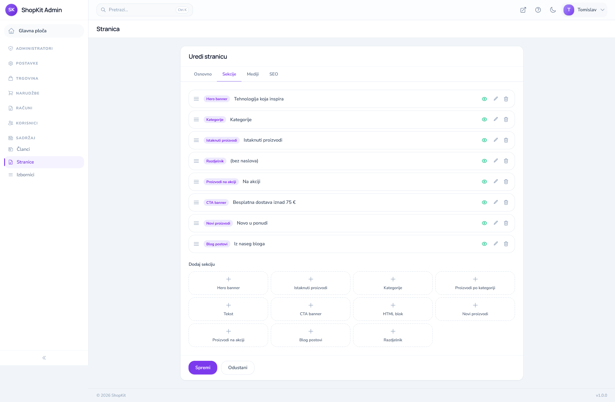 CMS i dizajn — ShopKit